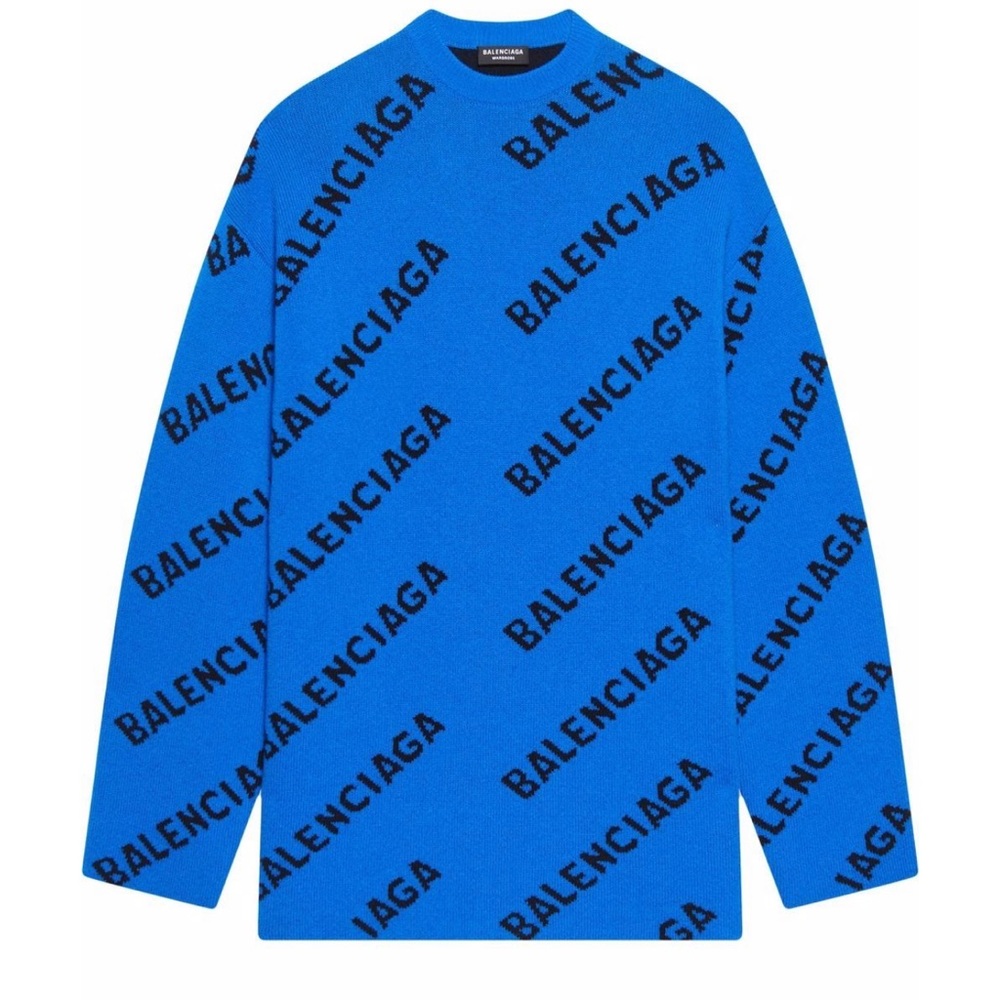 Balenciaga blue logo sweater - with receipt